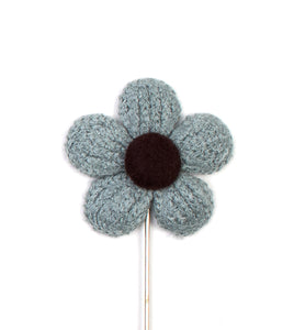 Knitted Daisy Teal Lapel Pin