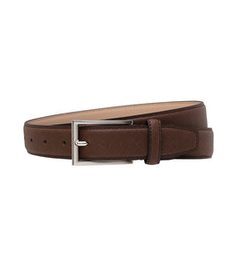 Textured Leather Belt Dark Brown
