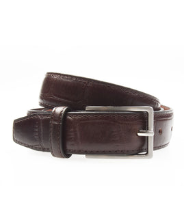 Textured Leather Belt Dark Brown