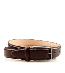 Stitched Leather Belt Dark Brown