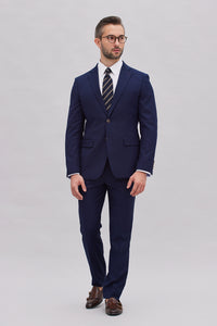 Fumiya Navy Textured Suit Jacket