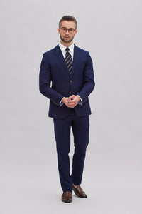 Fumiya Navy Textured Suit Jacket