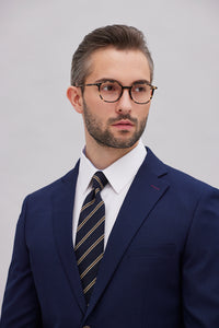 Fumiya Navy Textured Suit
