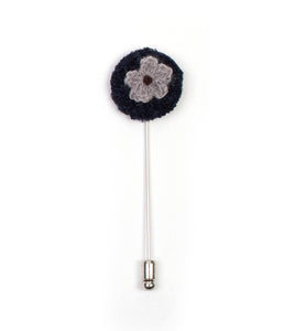 Round Knit Navy Lapel Pin