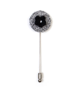 Round Knit Grey Lapel Pin