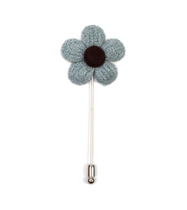 Knitted Daisy Teal Lapel Pin
