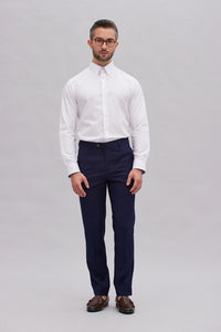 Fumiya Navy Textured Suit Pants