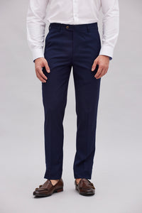 Fumiya Navy Textured Suit Pants