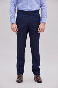 Yuhi Ink Blue Glen Plaid Suit Pants