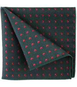 Green Pocket Square with Red Dogs