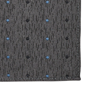 Grey Pocket Square with Black and Blue Dots