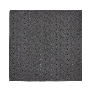 Grey Pocket Square with Black and Blue Dots